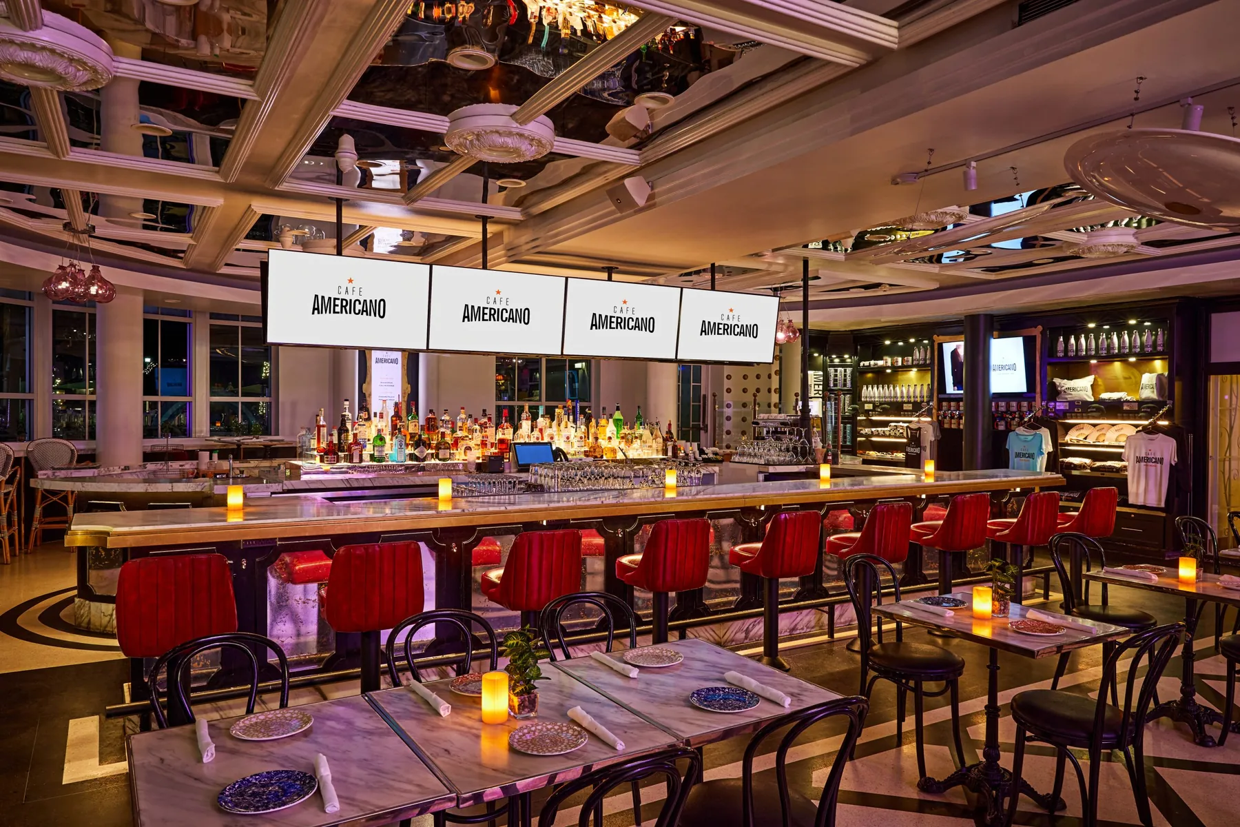 Café tables on Ocean Drive